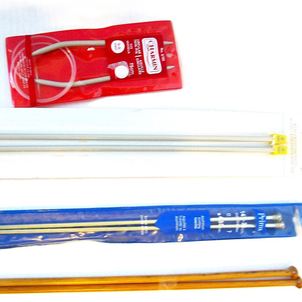 Vtg Knitting Needles,Charmin Circular Twin Pin size 5.5mm 75cm,Crafters 6mm alum